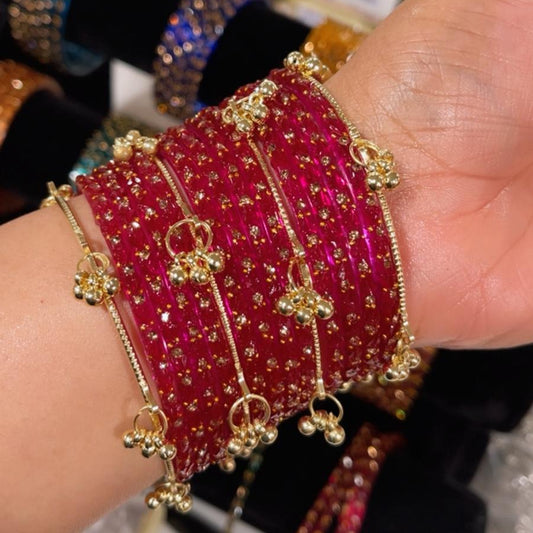 Traditional Kashmiri Bangles Set with Jhumka Charms – Eid & Wedding Wear