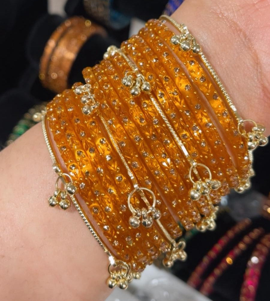 Luxury Kashmiri Bangles Set – Bridal Stone & Jhumka Design