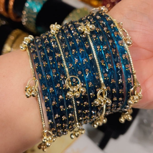 Premium Kashmiri Bangles Set with Stone & Jhumka – Bridal & Festive Jewelry