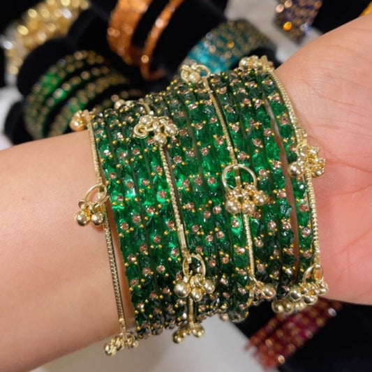 Traditional Kashmiri Bangles Set with Jhumka & Stone Detailing – Bridal Style