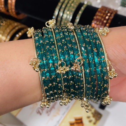 Kashmiri Bridal Bangles Set with Jhumka Design & Premium Stone Work