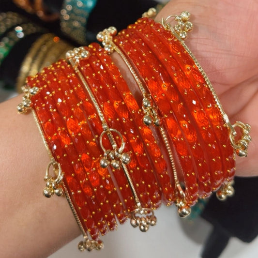 Designer Kashmiri Glass Bangles Set with Jhumka Charms – Wedding Jewelry