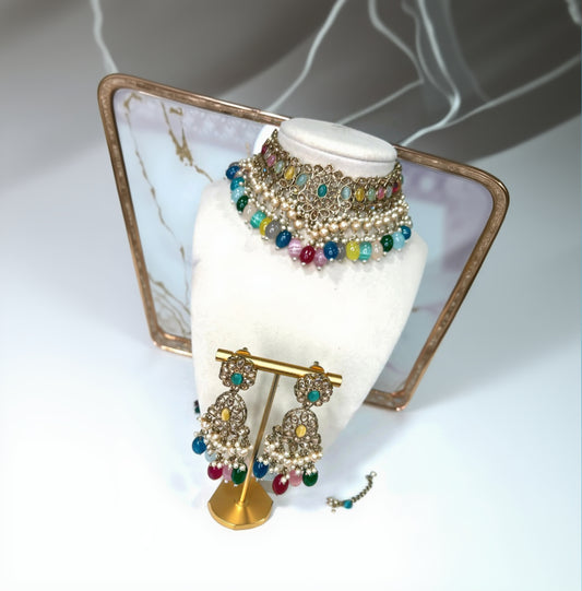 Polki Choker Set with Pearls