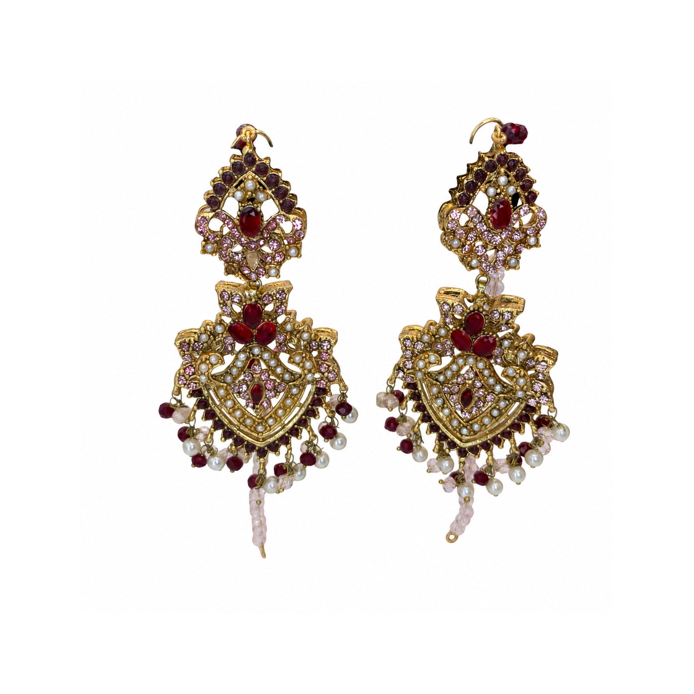 Luxury Pakistani Bridal Jewelry Set with Choker, Long Necklace, Earrings & Maang Tikka – Gold Tone Wedding Set
