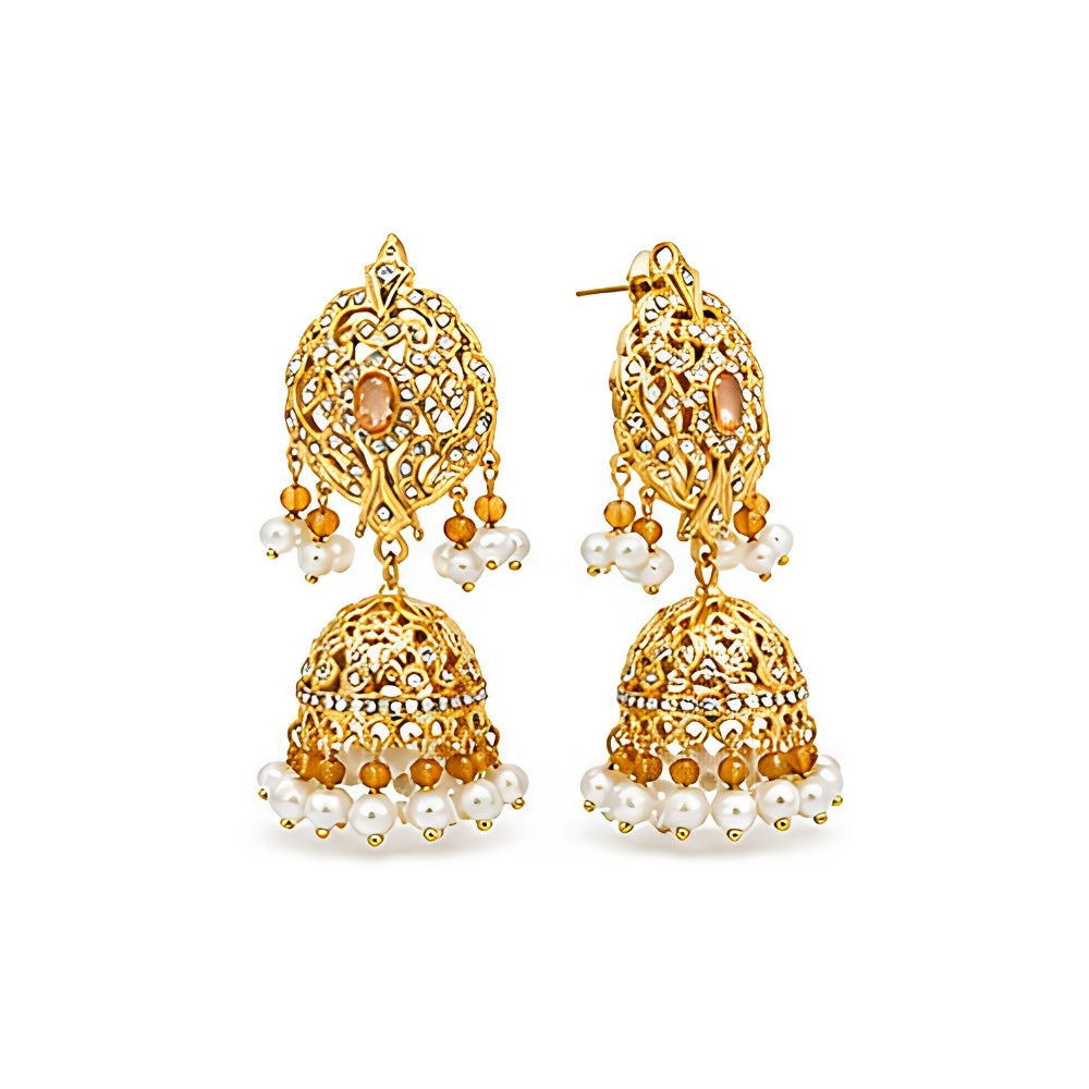 Elegant Pakistani Bridal Choker Jewelry Set with Earrings & Maang Tikka – Gold Tone Wedding Necklace Set for Women