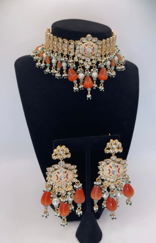 Handcrafted Meenakari Choker Set with Earrings – Traditional Ethnic Jewelry for Women