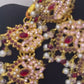 Luxury Pakistani Bridal Jewelry Set with Choker, Long Necklace, Earrings & Maang Tikka – Gold Tone Wedding Set